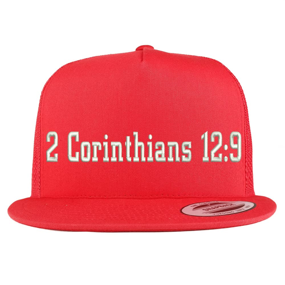 Trendy Apparel Shop 2 Corinthians 12:9 5 Panel Flatbill Trucker Cap
