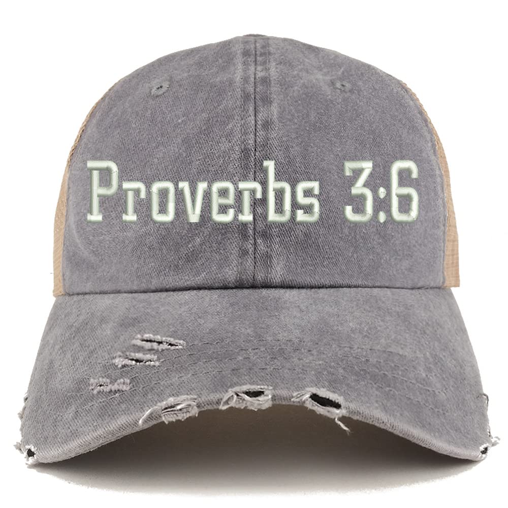 Trendy Apparel Shop Proverbs 3:6 Frayed Bill Trucker Mesh Back Cap