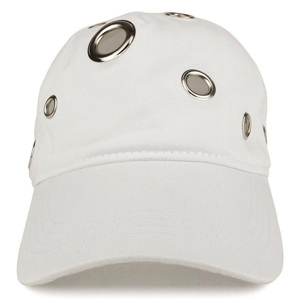Trendy Apparel Shop Grommet Holed Unstructured Low Profile Adjustable Baseball Cap