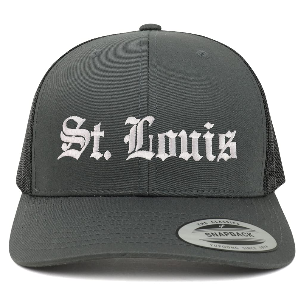 Trendy Apparel Shop St Louis Old English 6 Panel Trucker Retro Mesh Cap