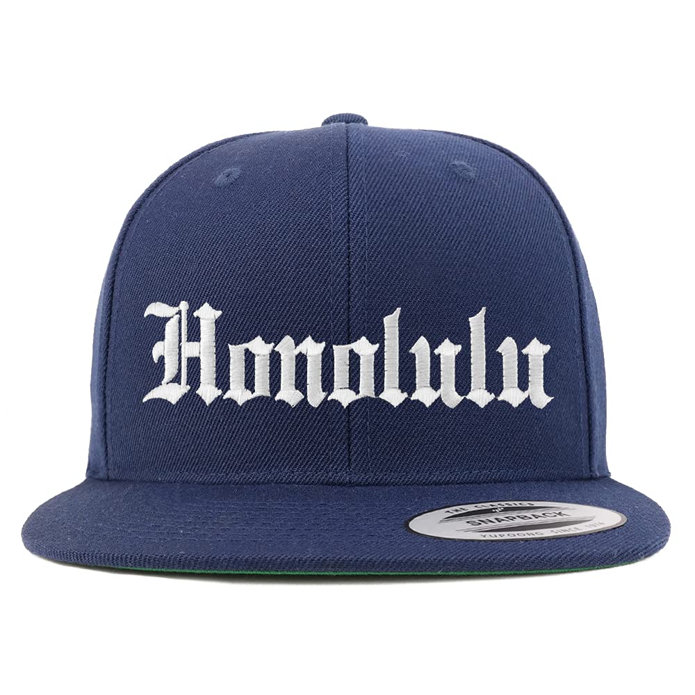 Trendy Apparel Shop Honolulu Old English Embroidered Flatbill Snapback