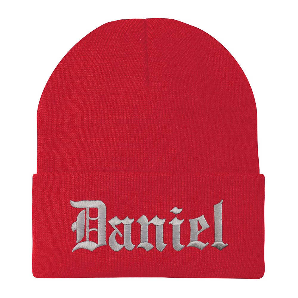 Trendy Apparel Shop Daniel Old English Embroidered Long Cuff Beanie