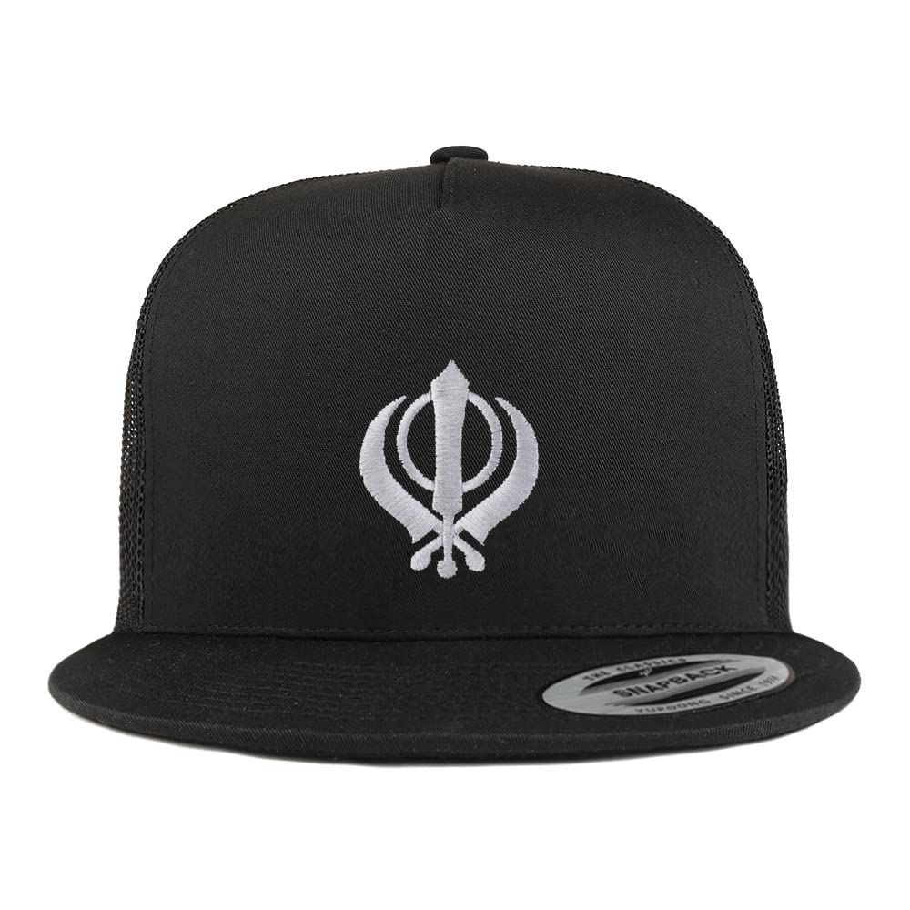 Trendy Apparel Shop Sikhism Embroidered 5 Panel Flatbill Trucker Cap