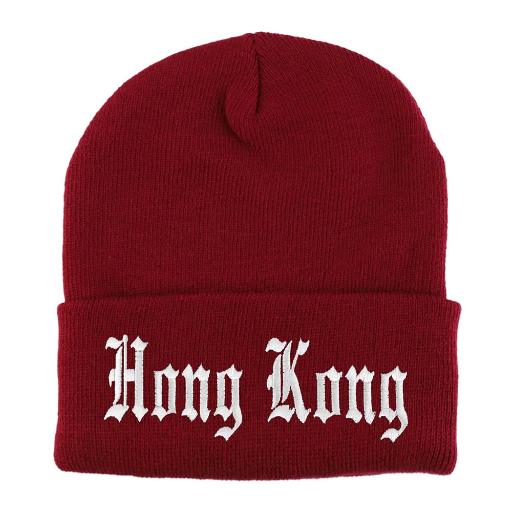 Trendy Apparel Shop Hong Kong Old English Embroidered Long Cuff Beanie