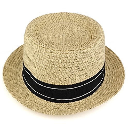 Trendy Apparel Shop Mens Summer Tweed Pork Pie Paper Braid Fedora Hat