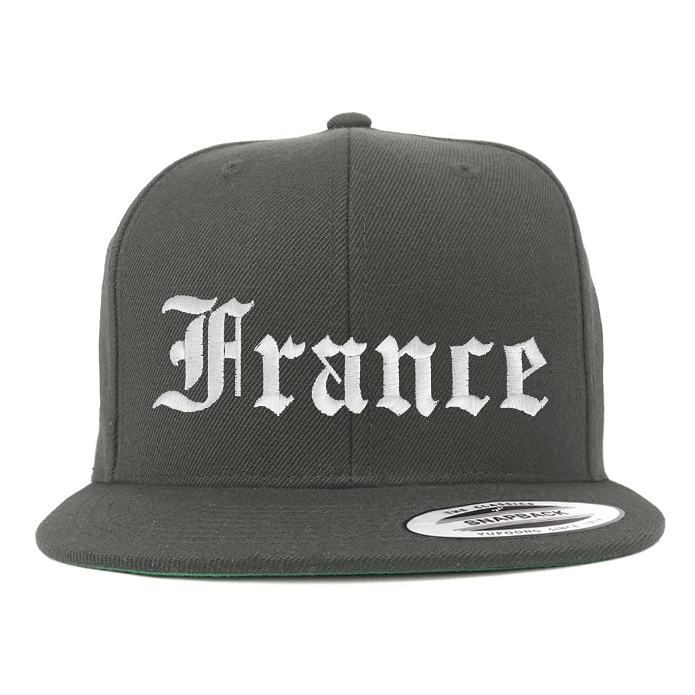 Trendy Apparel Shop France Old English Embroidered Flatbill Snapback