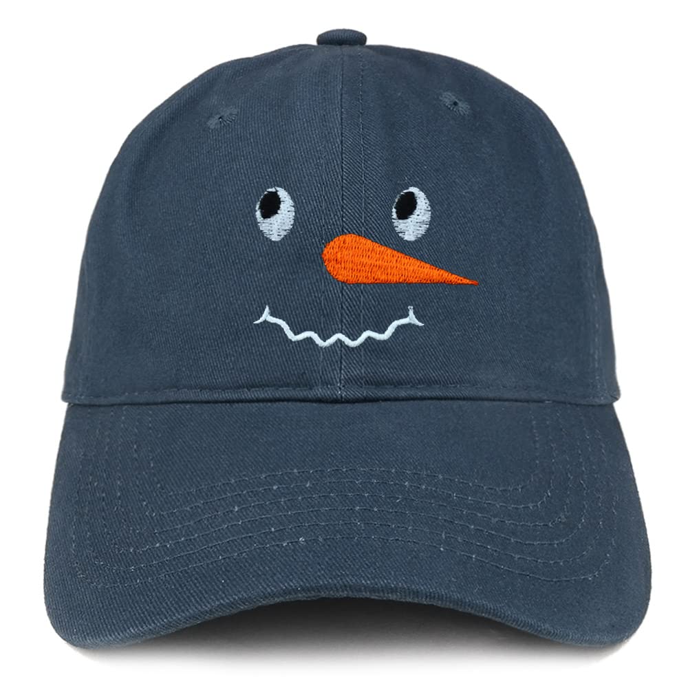 Trendy Apparel Shop Snowman Face Embroidered Low Profile Soft Cotton Baseball Cap