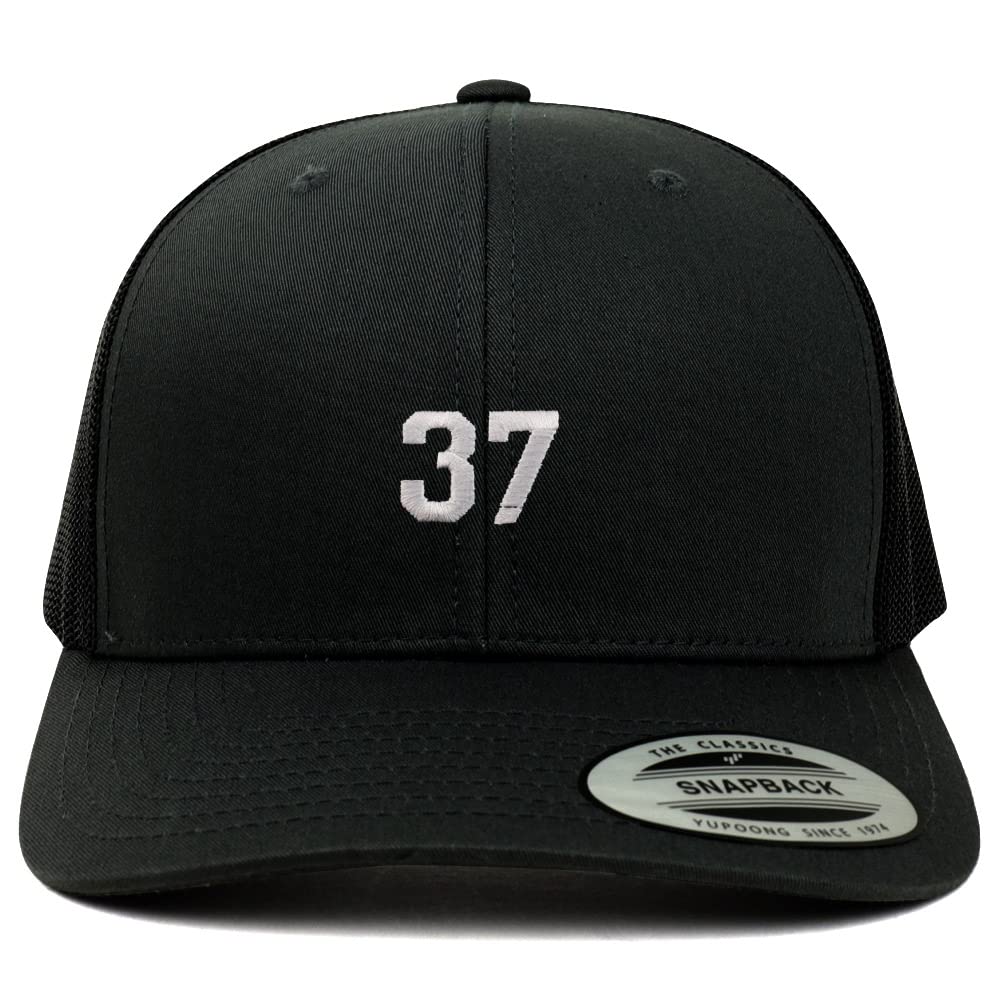 Trendy Apparel Shop Small Number 37 Embroidered 6 Panel Trucker Mesh Cap