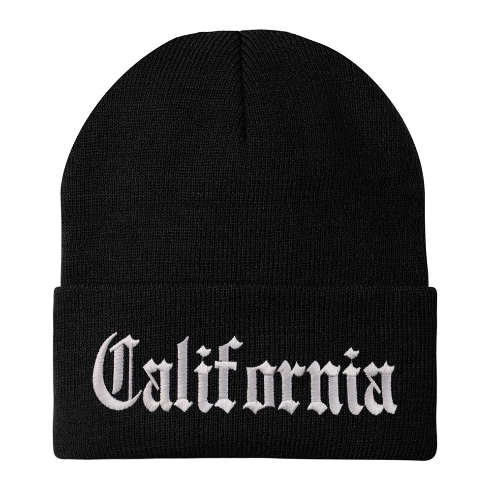 Trendy Apparel Shop California State Old English Embroidered Long Cuff Beanie