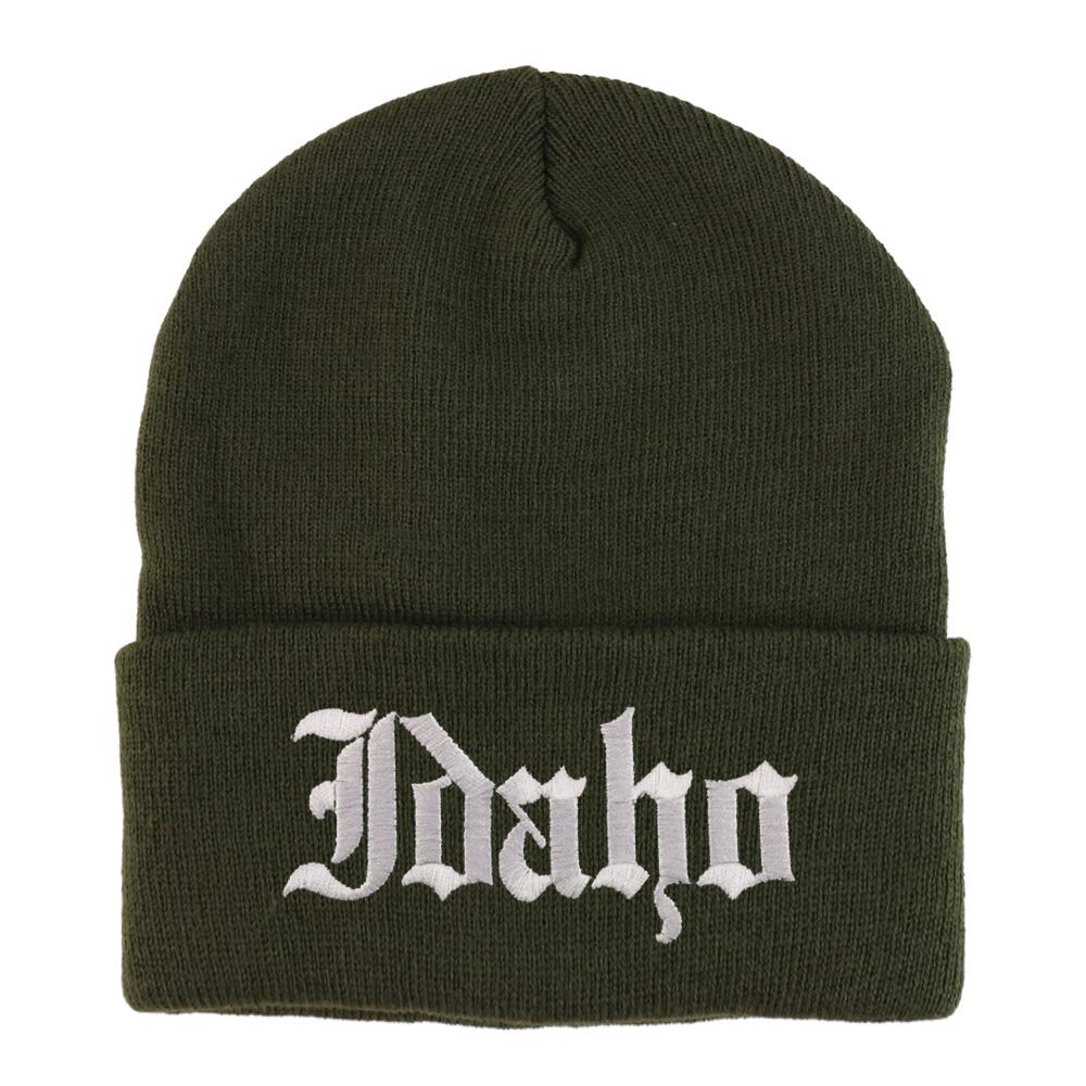 Trendy Apparel Shop Idaho State Old English Embroidered Long Cuff Beanie