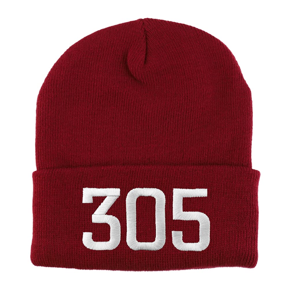 Trendy Apparel Shop Miami 305 Old English Embroidered Long Cuff Beanie