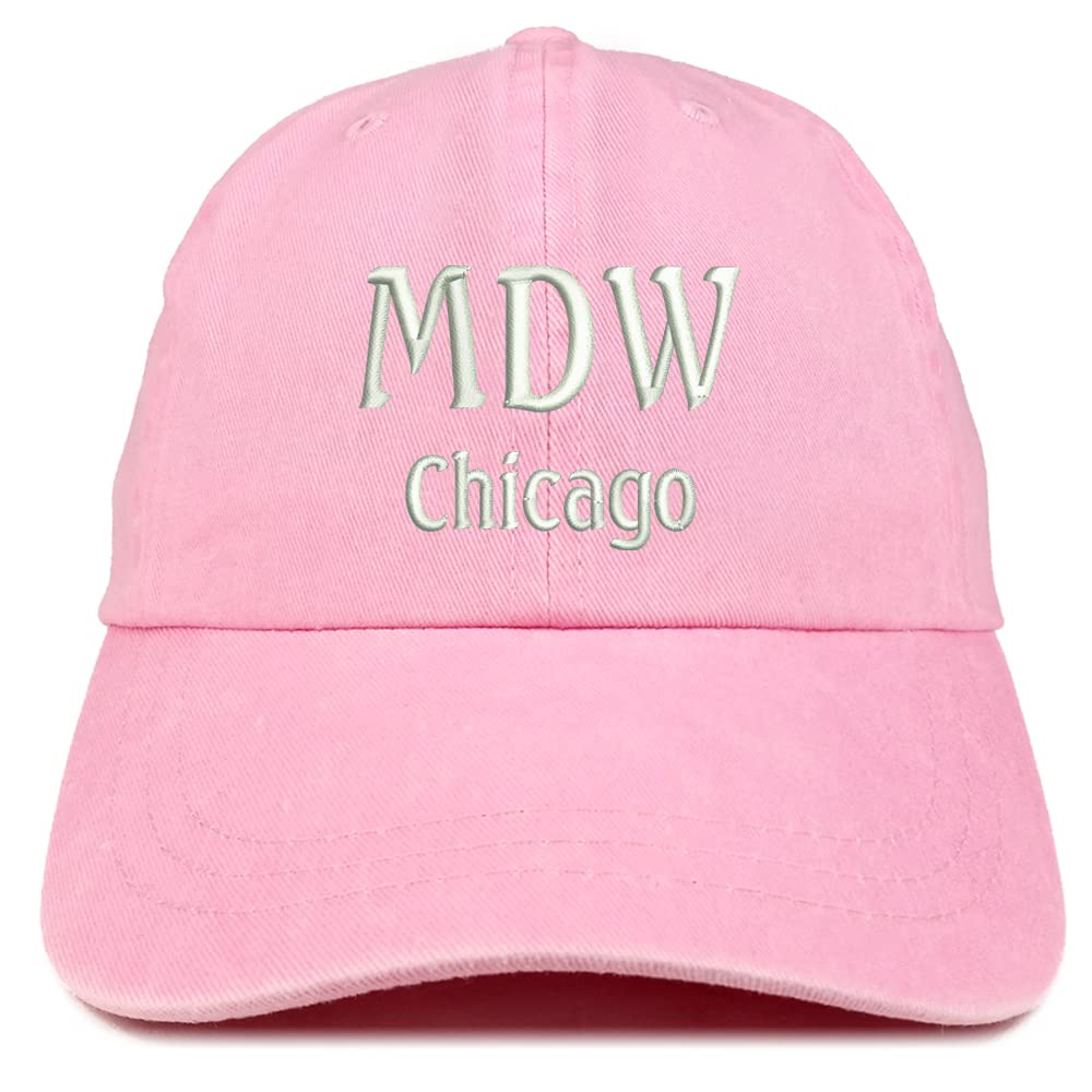 Trendy Apparel Shop MDW Chicago Embroidered Pigment Dyed Washed Baseball Cap