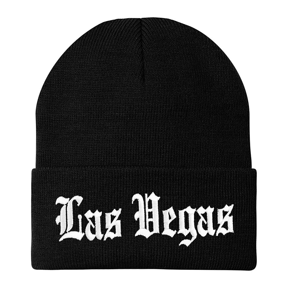 Trendy Apparel Shop Las Vegas Old English Embroidered Long Cuff Beanie