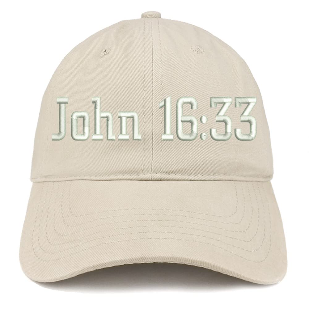 Trendy Apparel Shop John 16:33 Low Profile Soft Cotton Baseball Cap