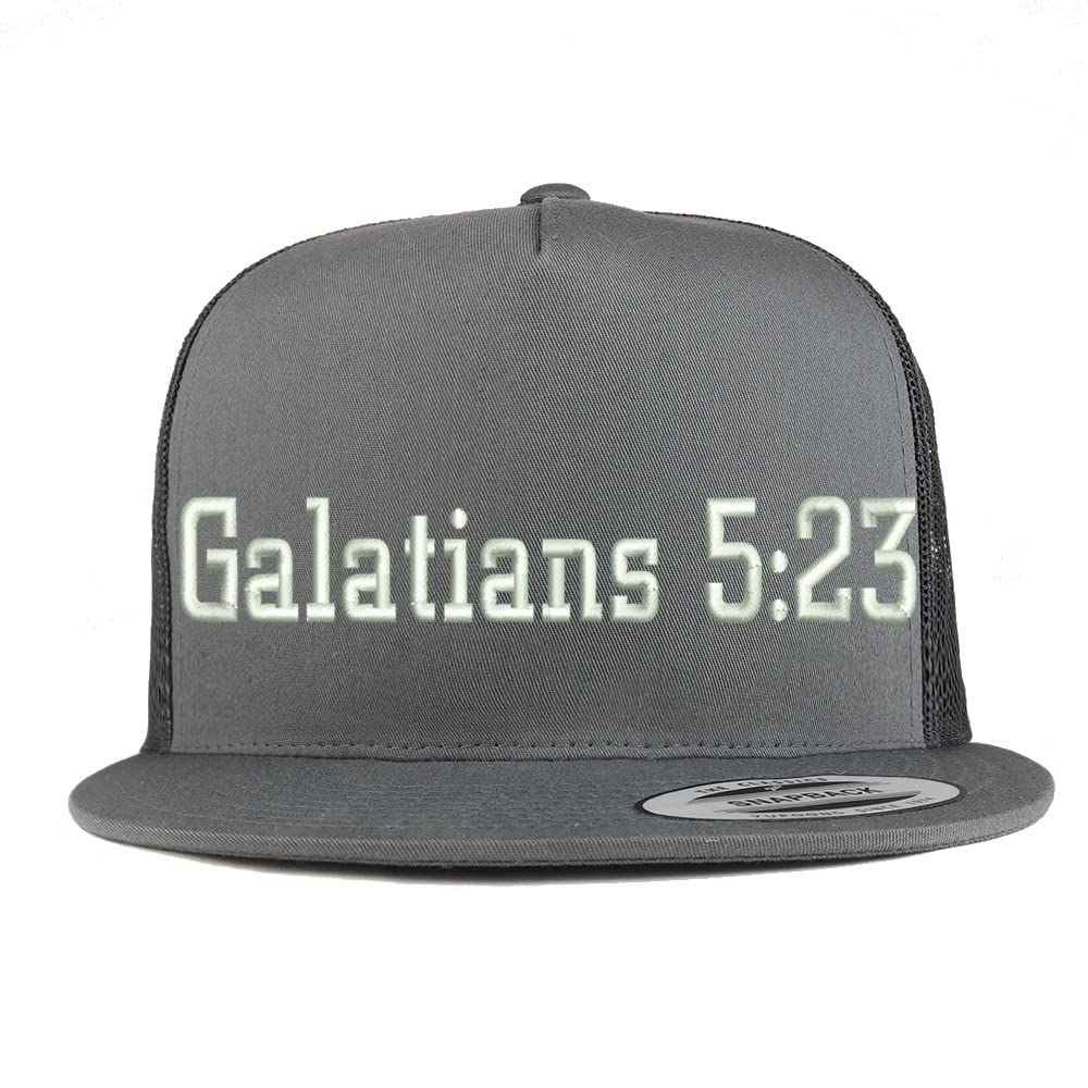 Trendy Apparel Shop Galatians 5:23 5 Panel Flatbill Trucker Cap