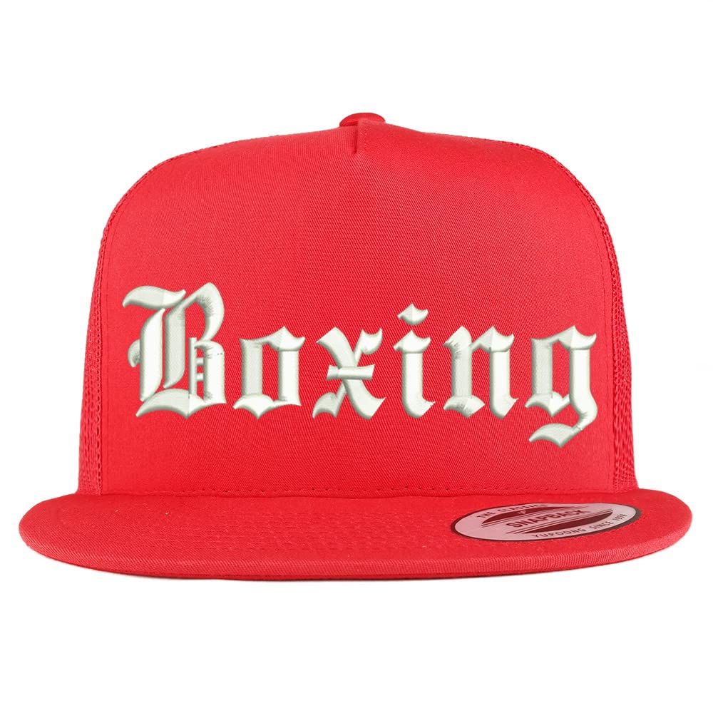 Trendy Apparel Shop Old English Boxing 5 Panel Flatbill Trucker Cap