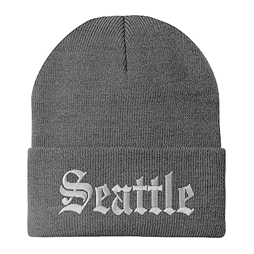 Trendy Apparel Shop Seattle Old English Embroidered Long Cuff Beanie