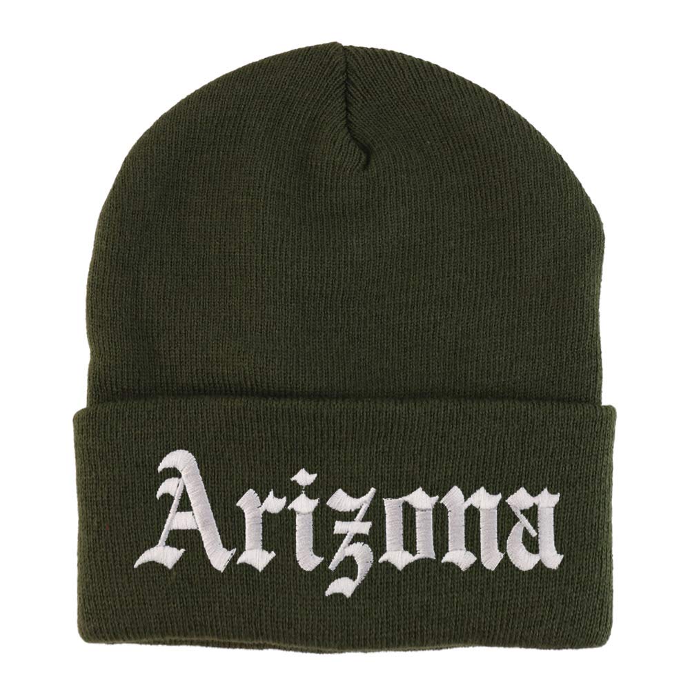 Trendy Apparel Shop Arizona State Old English Embroidered Long Cuff Beanie