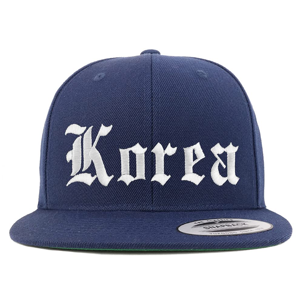 Trendy Apparel Shop Korea Old English Embroidered Flatbill Snapback