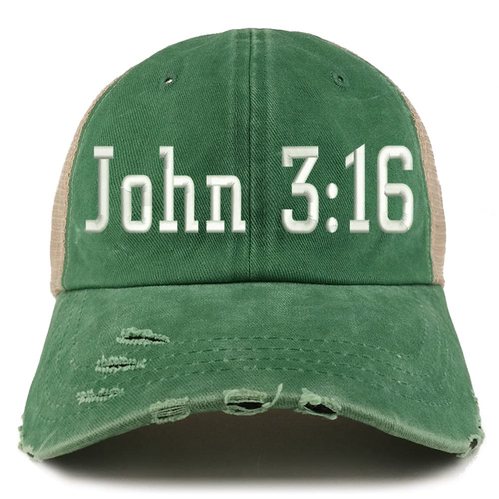 Trendy Apparel Shop John 3:16 Frayed Bill Trucker Mesh Back Cap