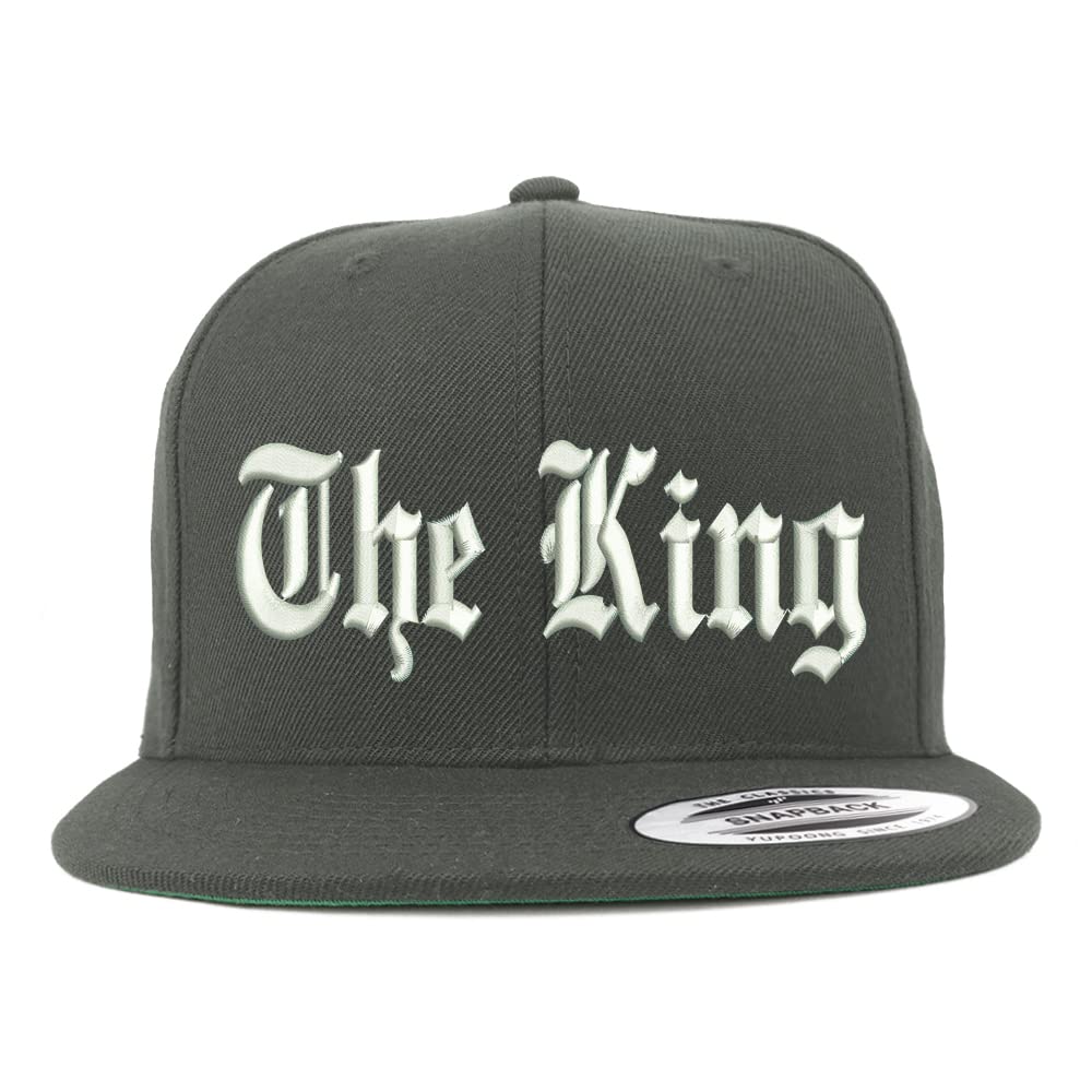 Trendy Apparel Shop The King Old English Embroidered Flatbill Snapback