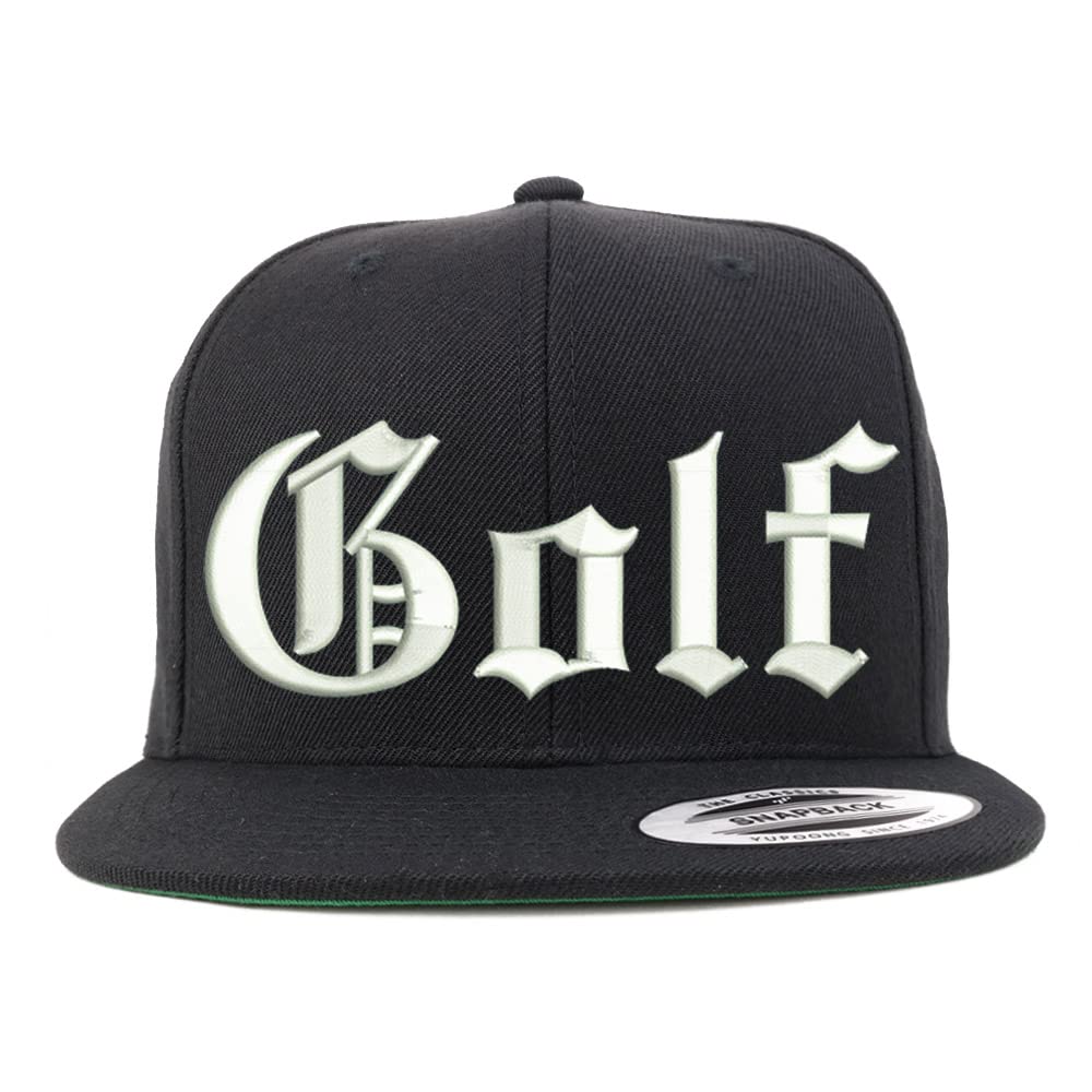 Trendy Apparel Shop Old English Golf Embroidered Flatbill Snapback