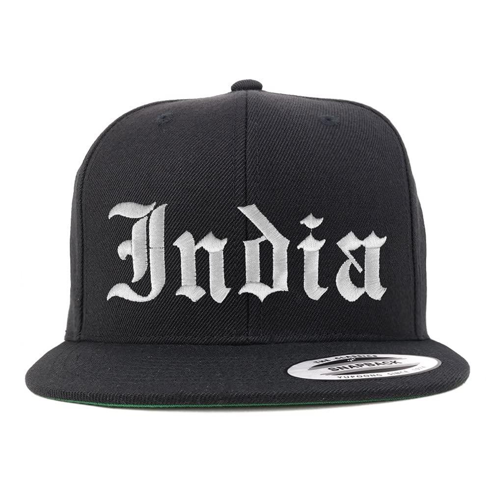 Trendy Apparel Shop India Old English Embroidered Flatbill Snapback Baseball Cap