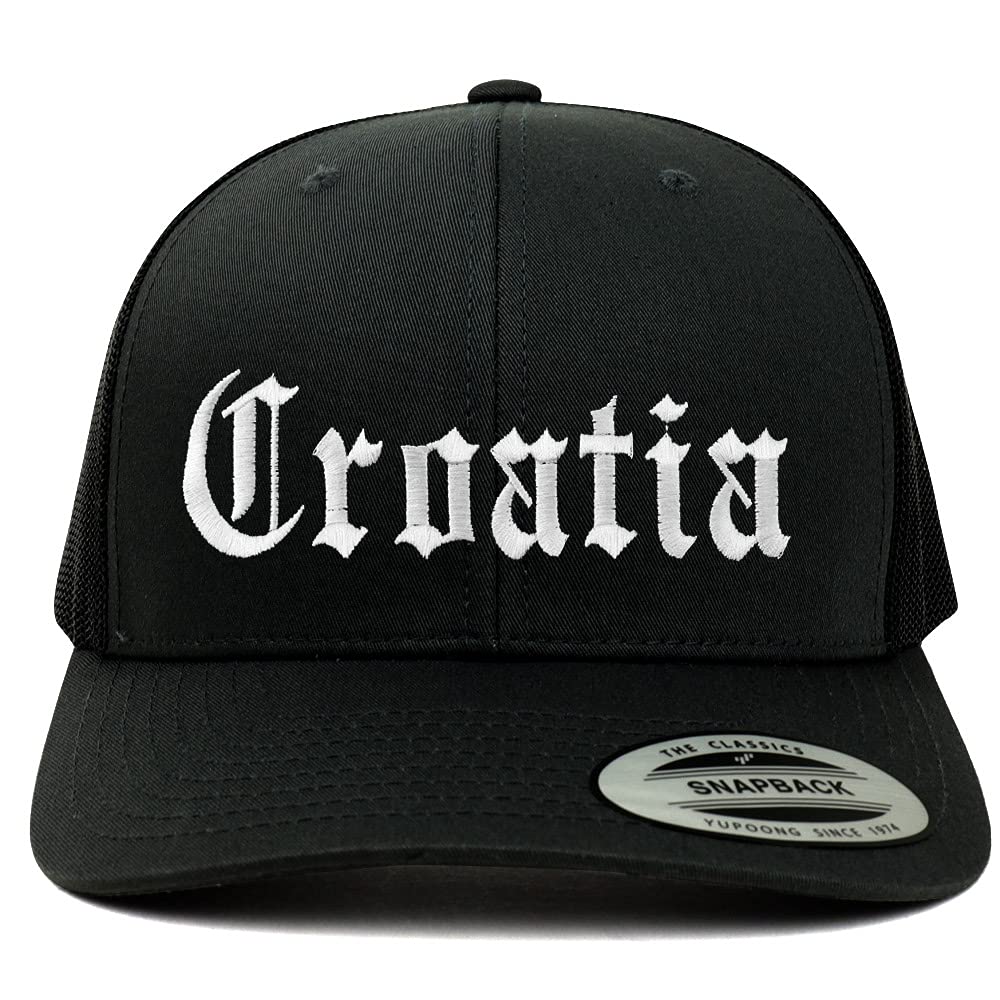 Trendy Apparel Shop Croatia Old English 6 Panel Trucker Mesh Cap