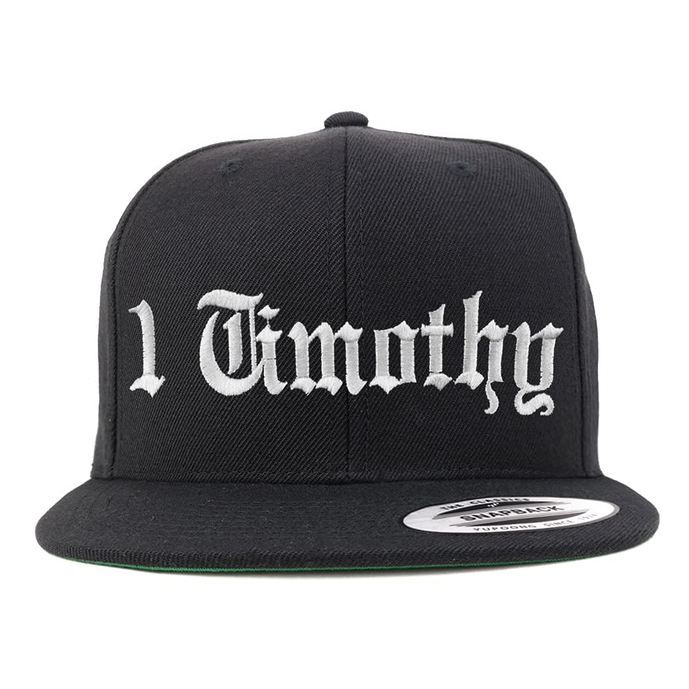 Trendy Apparel Shop 1 Timothy Old English Embroidered Flatbill Snapback
