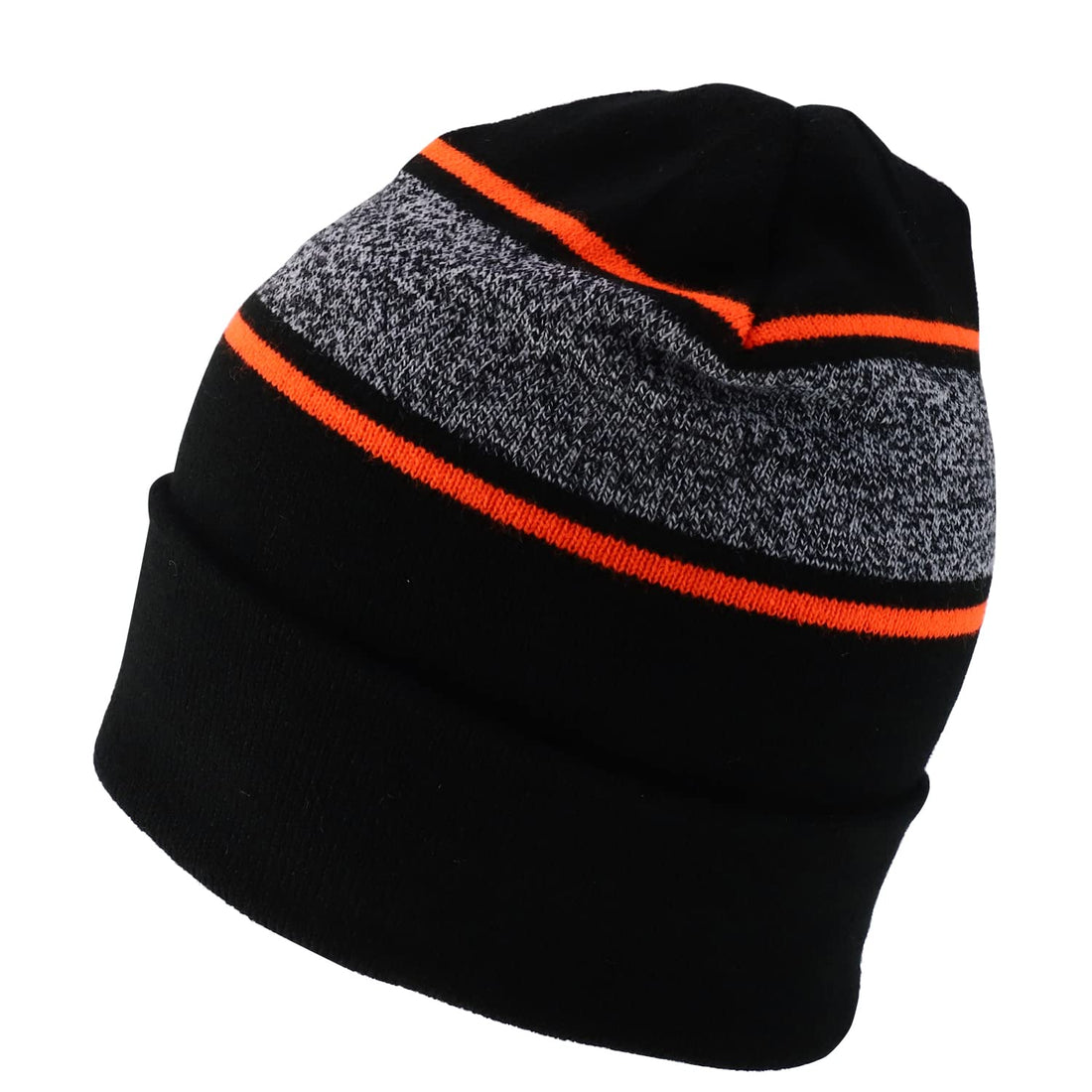 Trendy Apparel Shop Made in USA Striped Contrasting Stripes Long Cuff Beanie