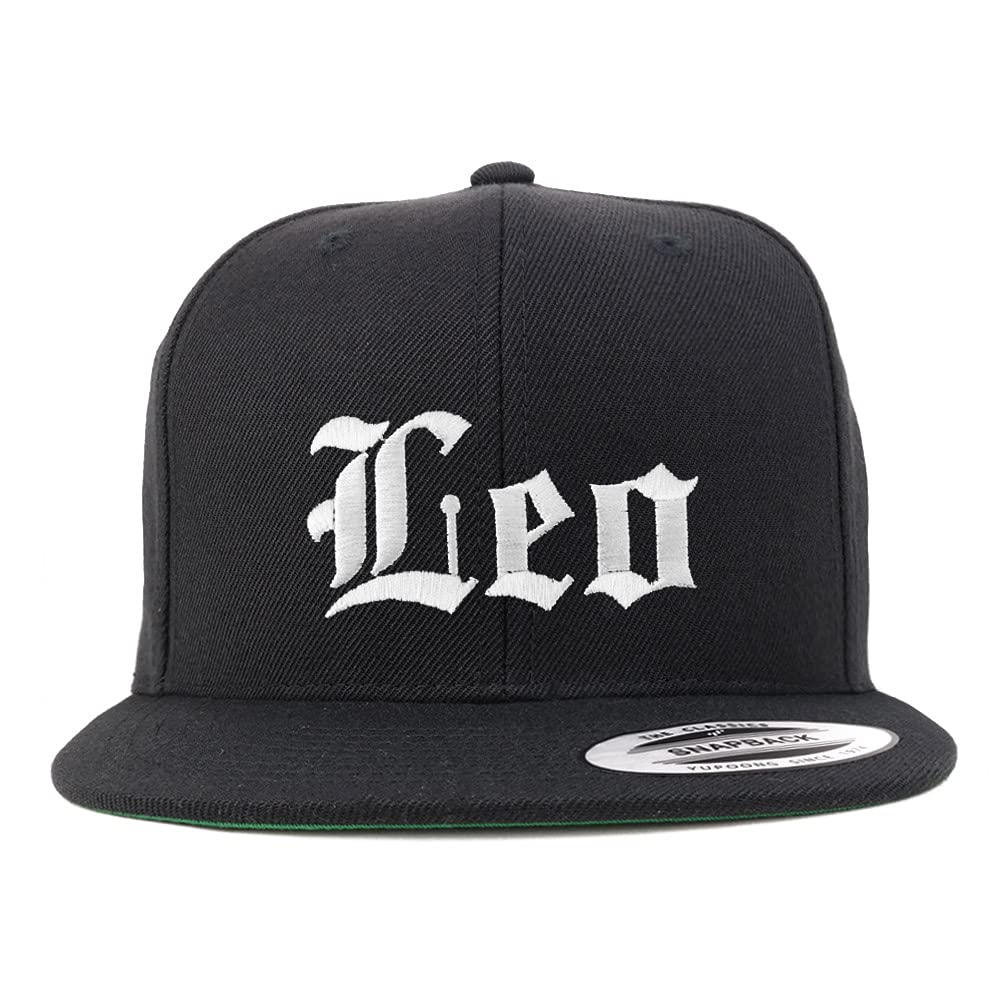 Trendy Apparel Shop Leo Old English Embroidered Flatbill Snapback