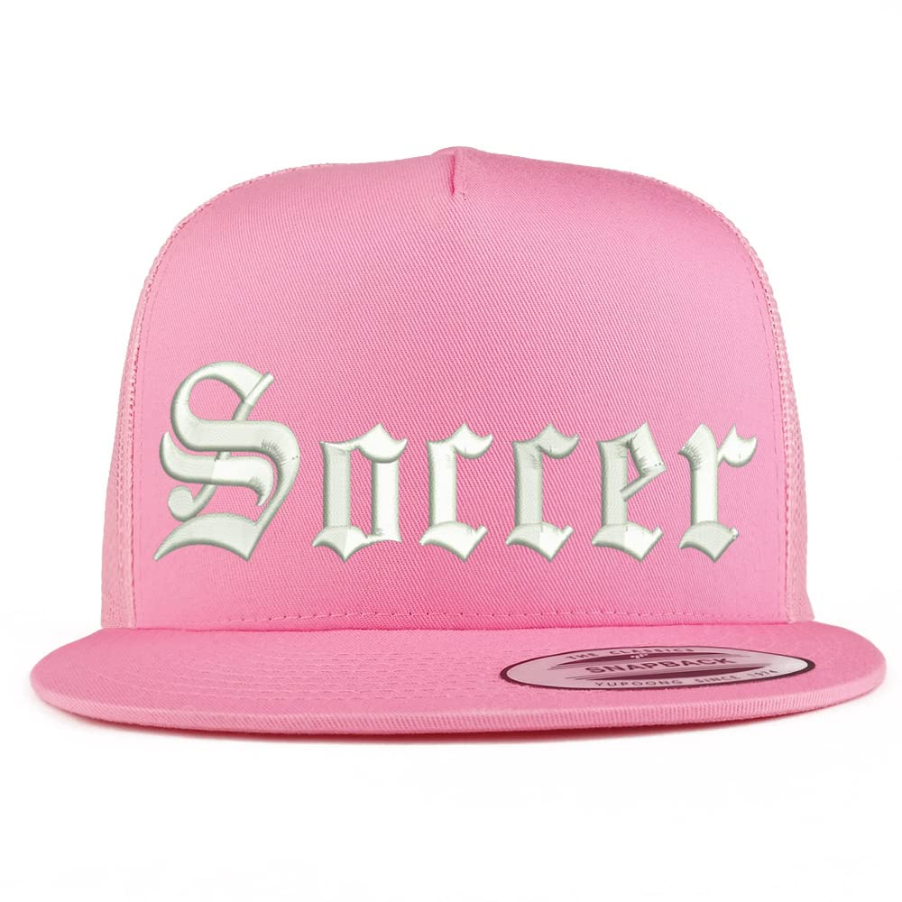 Trendy Apparel Shop Old English Soccer 5 Panel Flatbill Trucker Cap