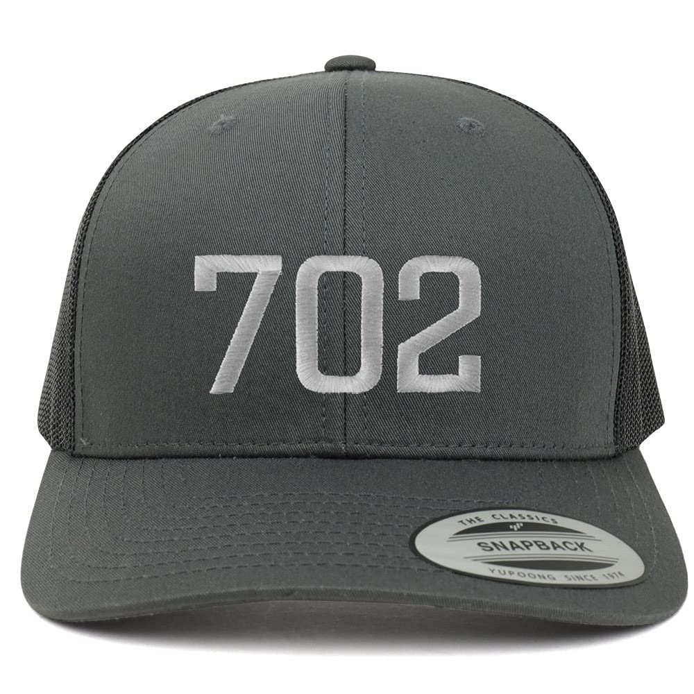 Trendy Apparel Shop Las Vegas 702 Old English 6 Panel Trucker Mesh Cap