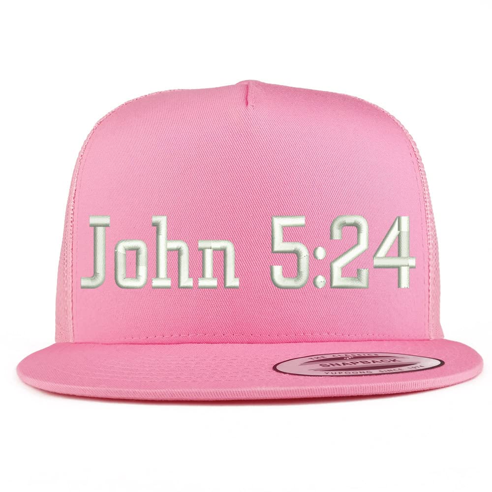 Trendy Apparel Shop John 5:24 5 Panel Flatbill Trucker Cap