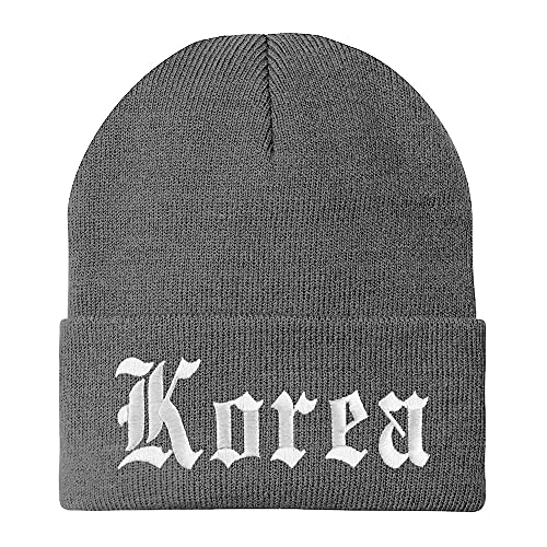 Trendy Apparel Shop Korea Old English Embroidered Long Cuff Beanie