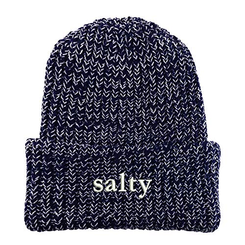 Trendy Apparel Shop Salty Embroidered Long Cuffed Thick Ribbed Knit Beanie