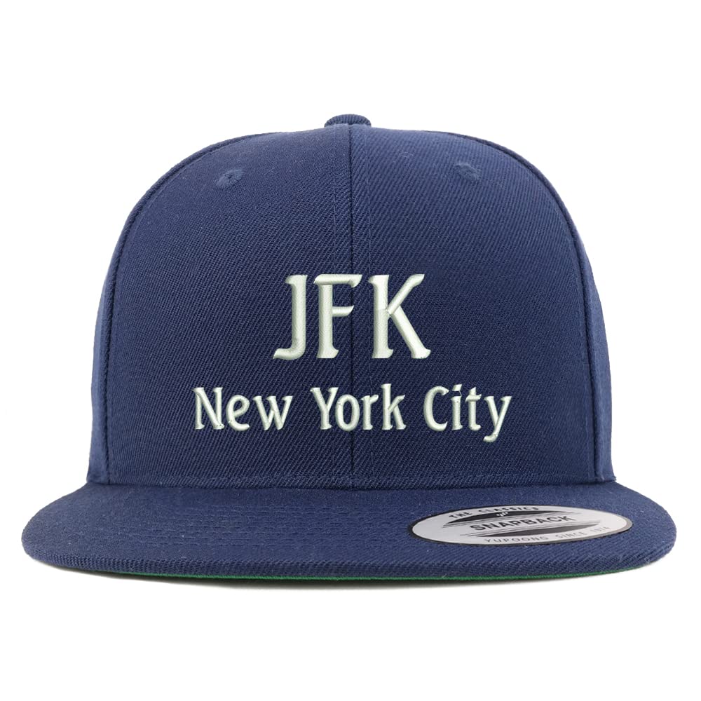 Trendy Apparel Shop JFK New York City Embroidered Flatbill Snapback