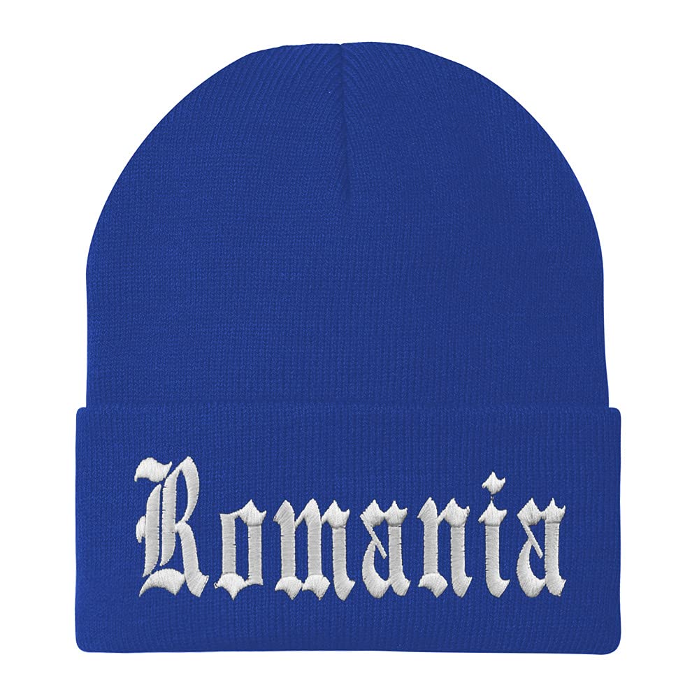 Trendy Apparel Shop Romania Old English Embroidered Long Cuff Beanie
