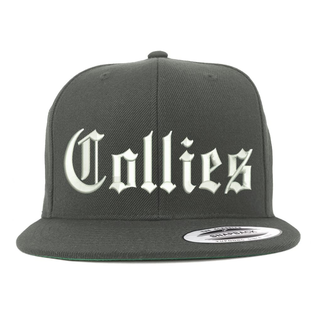 Trendy Apparel Shop Old English Collies Embroidered Flatbill Snapback