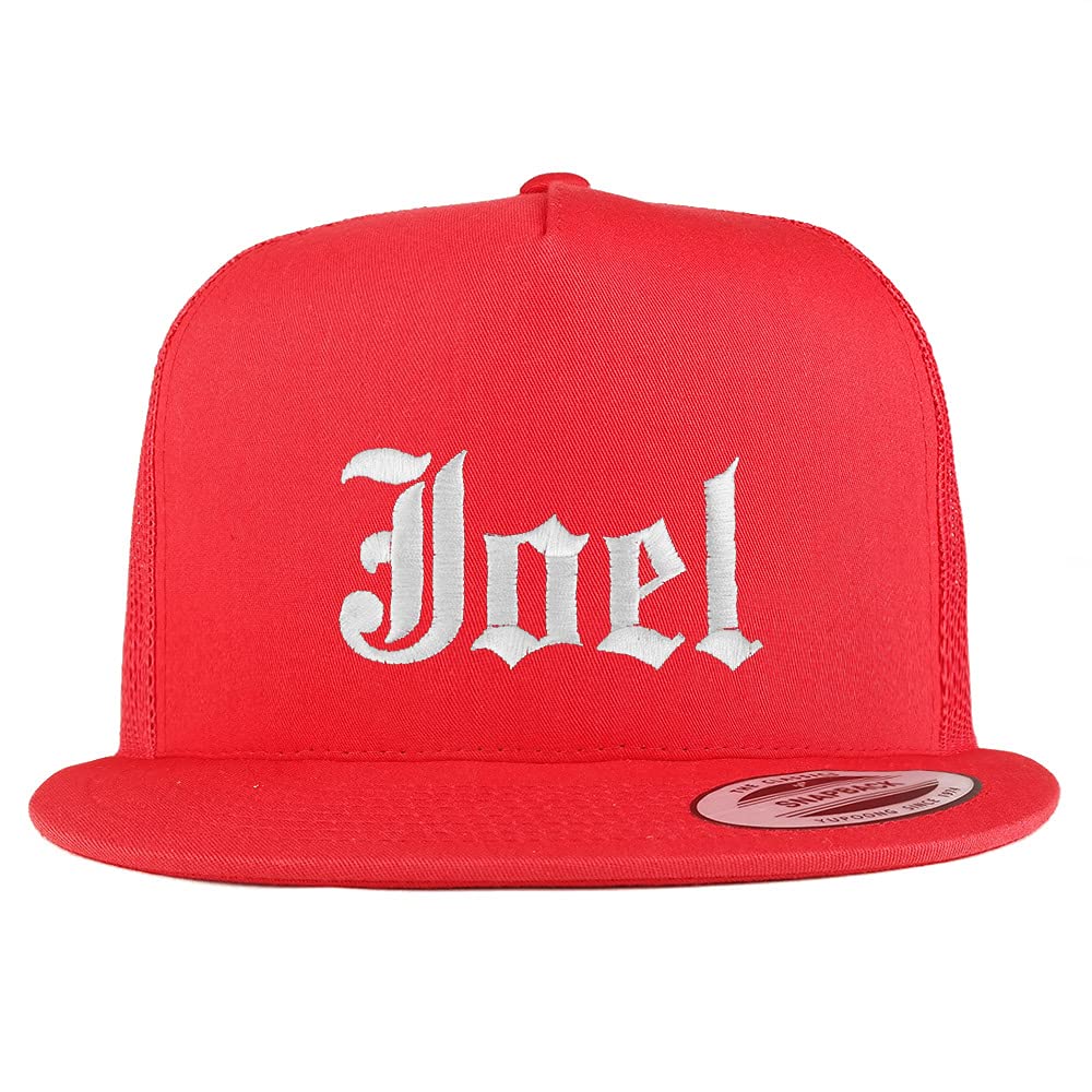 Trendy Apparel Shop Joel Old English 5 Panel Flatbill Trucker Cap