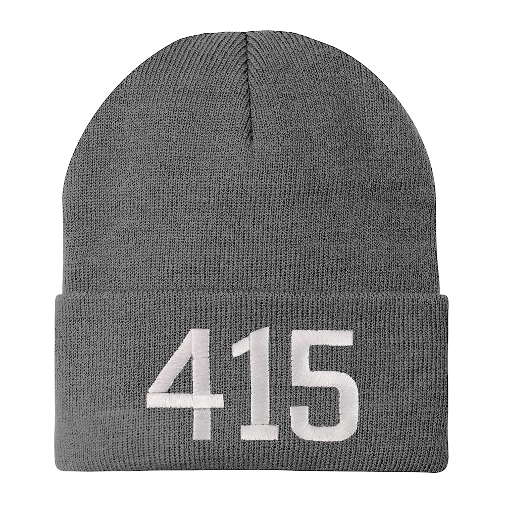 Trendy Apparel Shop 414 San Francisco CA Old English Embroidered Long Cuff Beanie