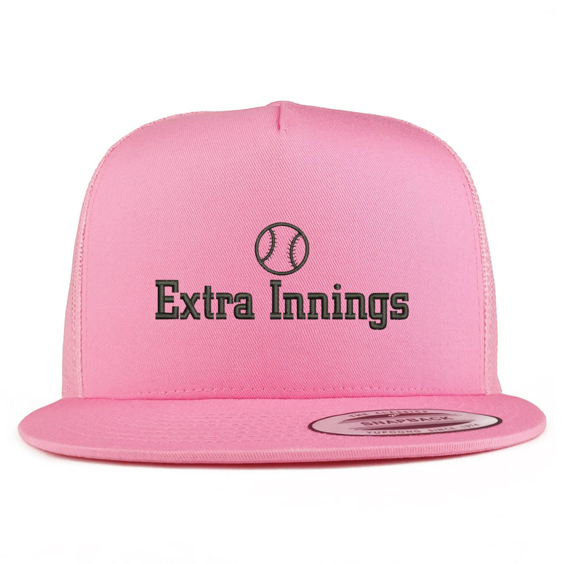Trendy Apparel Shop Football Extra Innings Embroidered 5 Panel Flatbill Trucker Mesh Cap