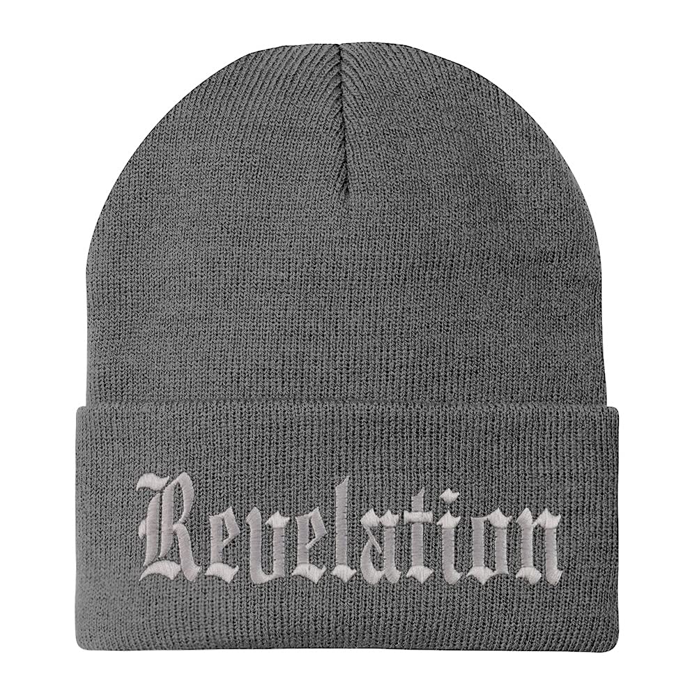 Trendy Apparel Shop Revelations Old English Embroidered Long Cuff Beanie