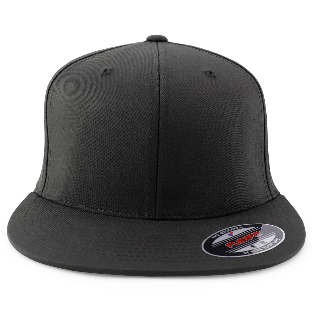Trendy Apparel Shop 6 Panel Structured Blank Flatbill Fitted Closure Flexfit Cap