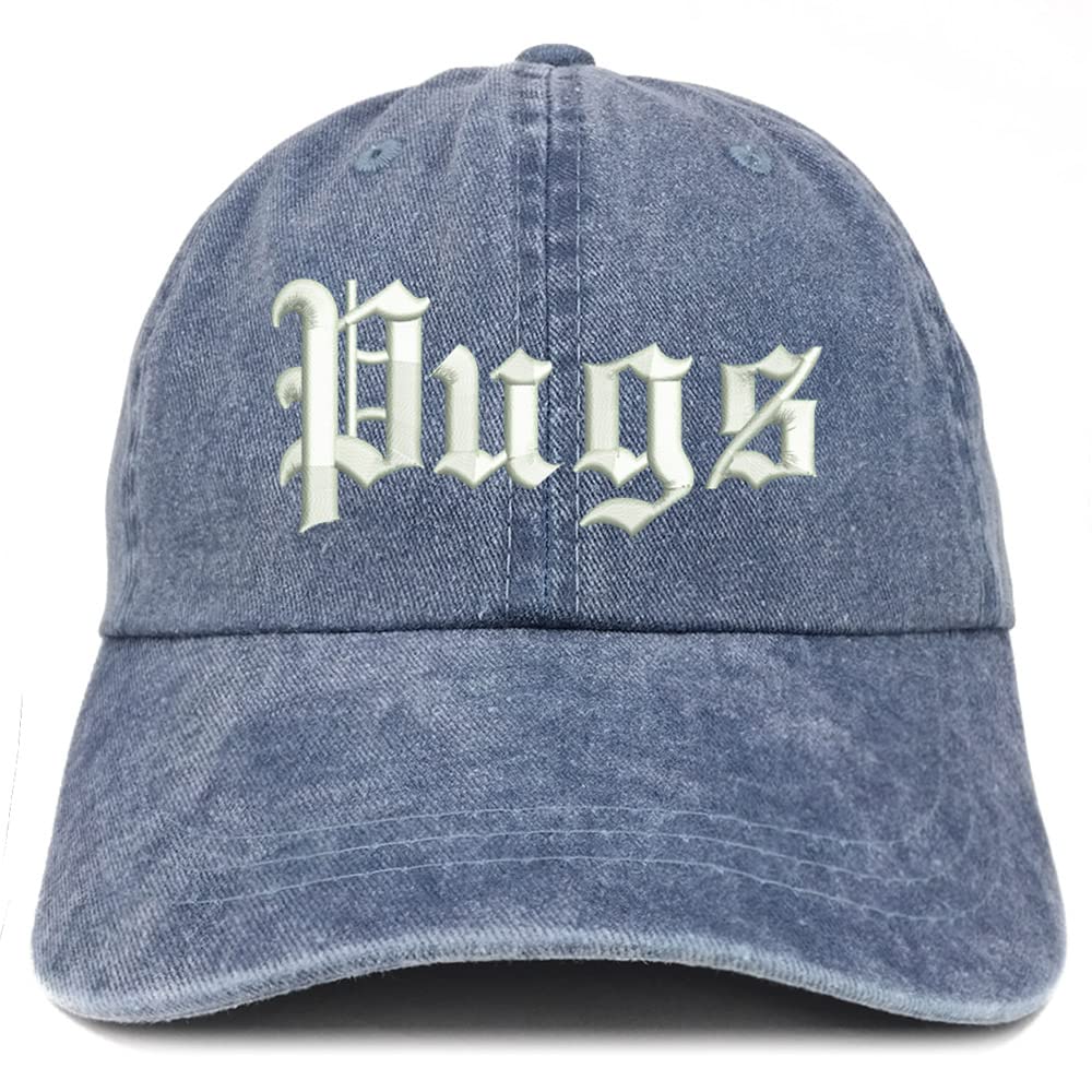 Trendy Apparel Shop Old English Pugs Washed Pigment Dyed Baseball Cap