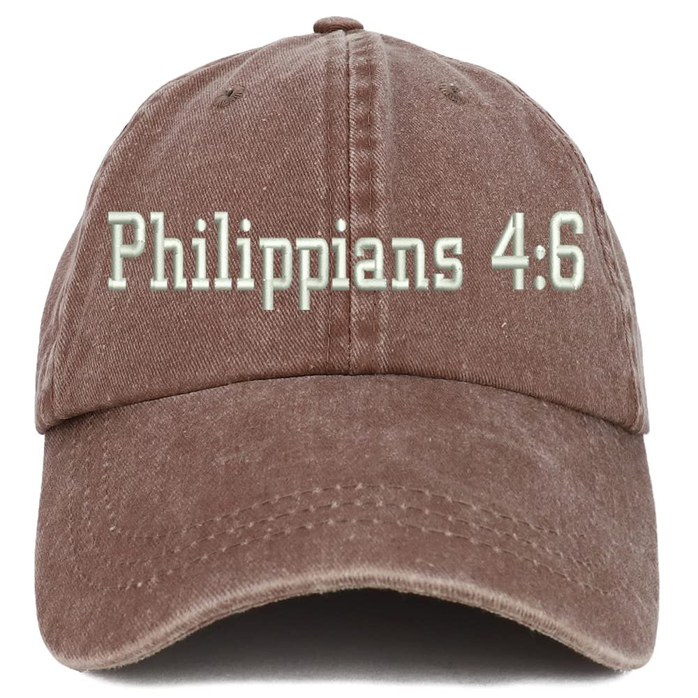Trendy Apparel Shop Philippians 4:6 Washed Pigment Dyed Baseball Cap