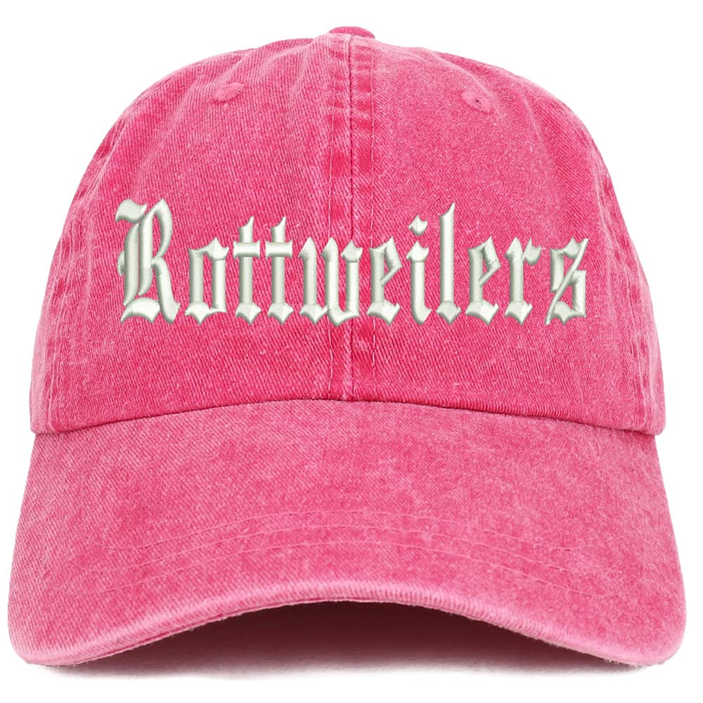 Trendy Apparel Shop Old English Rottweilers Washed Pigment Dyed Baseball Cap