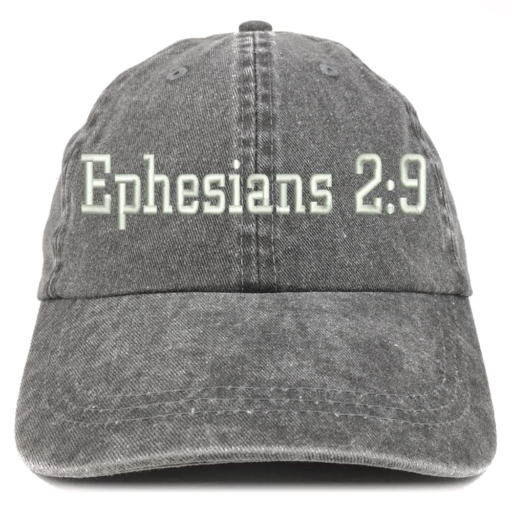 Trendy Apparel Shop Ephesians 2:9 Washed Pigment Dyed Baseball Cap