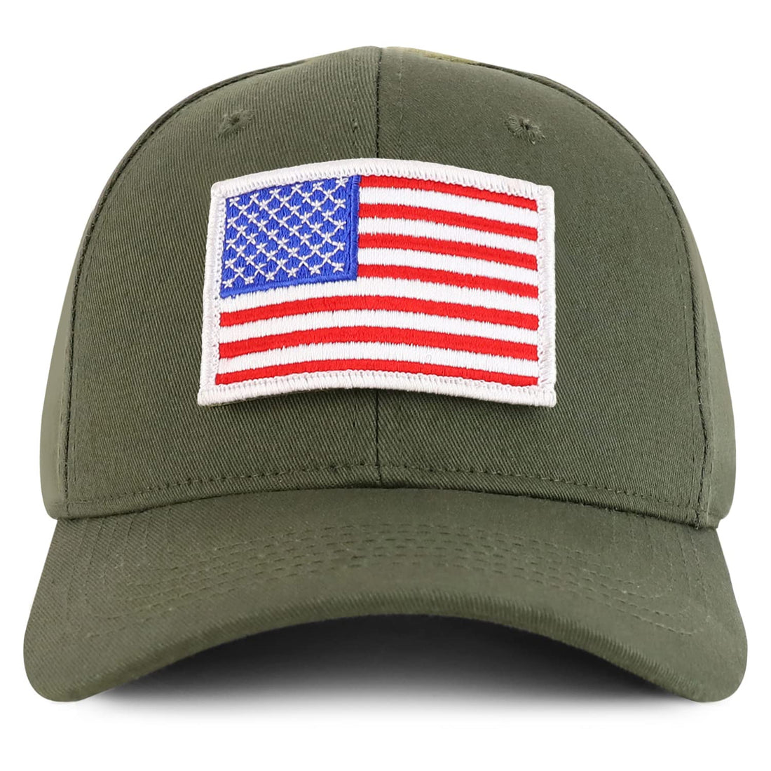 Trendy Apparel Shop White USA Flag Patch Tactical Cap, Fits Child to Adult 2XL