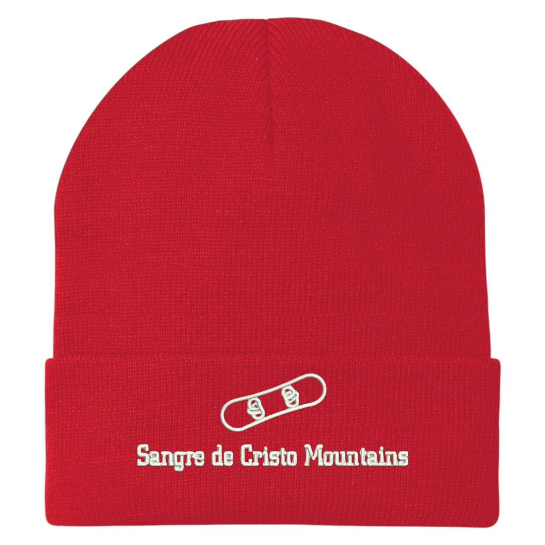Trendy Apparel Shop Sangre de Cristo Mountains Snowboard Logo Embroidered Long Cuff Beanie